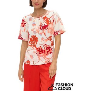 S. Oliver naisten kermanvalkoinen paita oranssilla kukkakuviolla