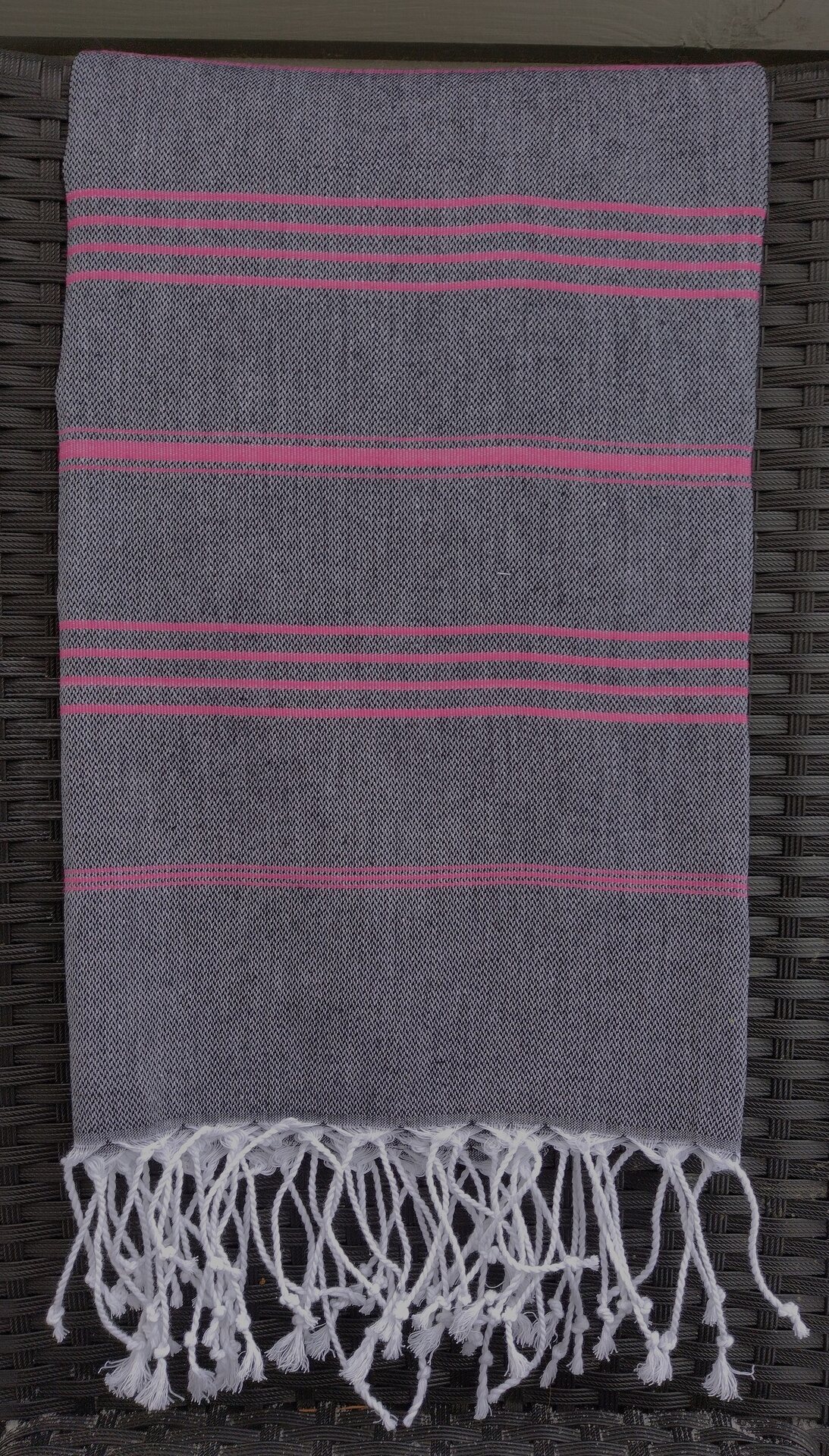Musta Raidallinen hamam pyyhe Pinkki