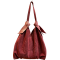 Pehmeä mokkanahkainen käsilaukku Vadelmanpunainen