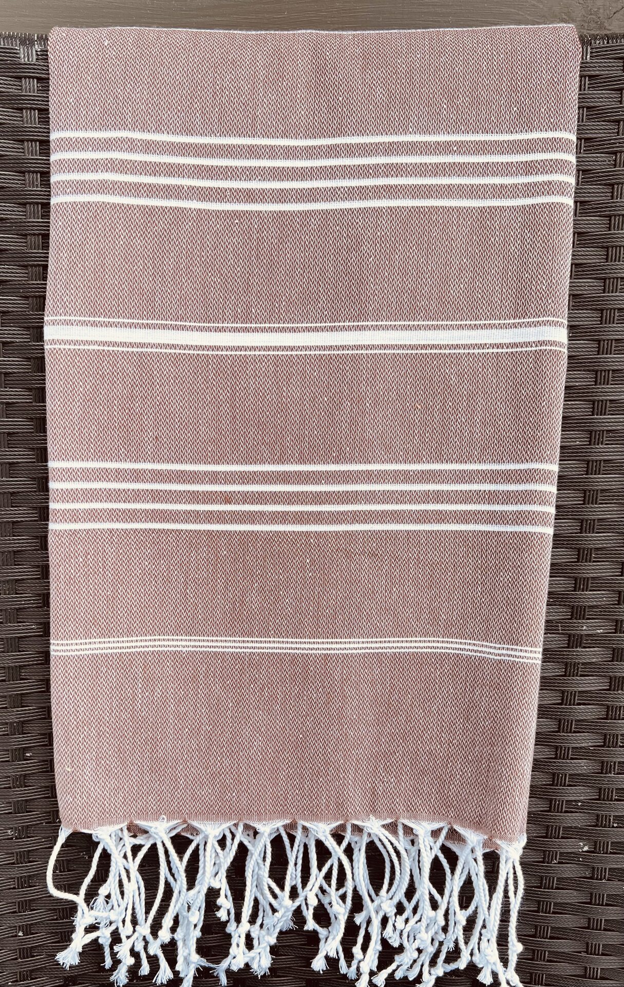 Raidallinen hamam pyyhe Ruskea