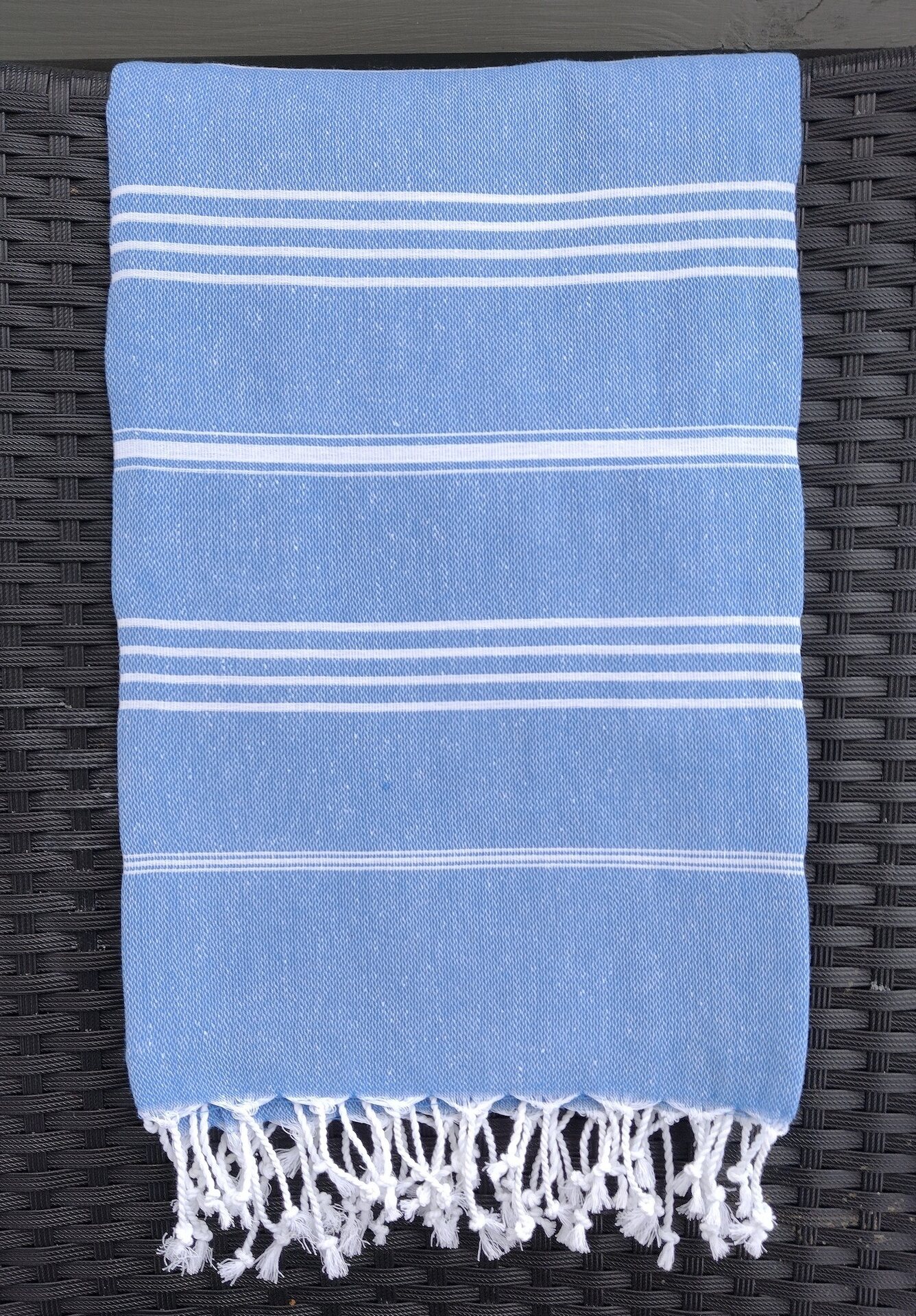 Raidallinen hamam pyyhe Sininen