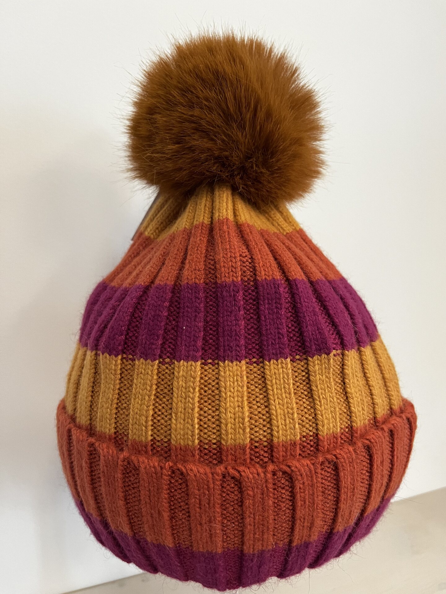 Raidallinen villasekoitepipo Oranssi