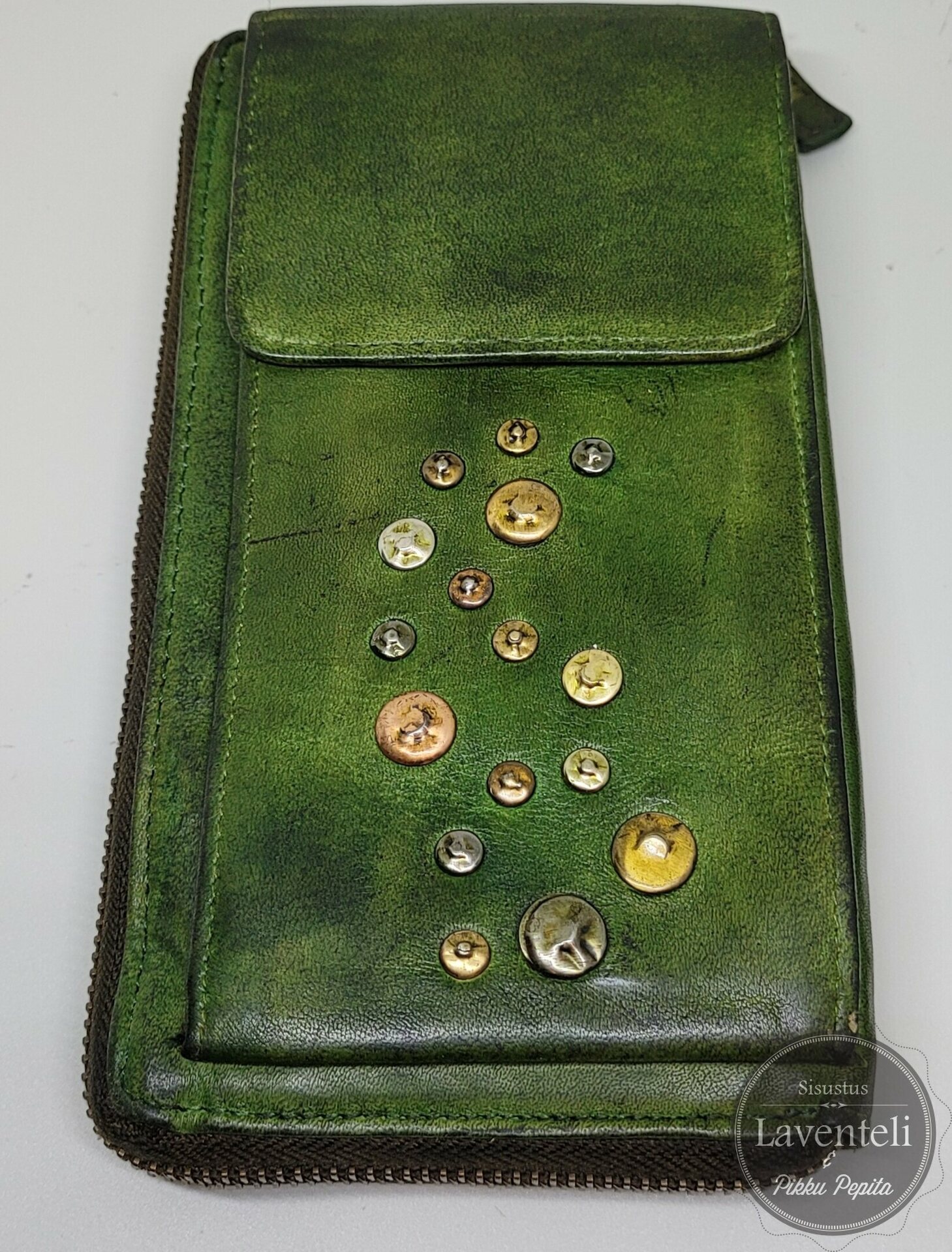 Nahkainen kännykkälaukku Vihreä