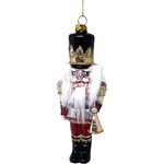Shishi set of three glas nutcracker ornaments Punahousuinen oikealla