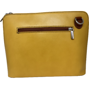 Käsilaukku nahkaa, keltainen /ruskea