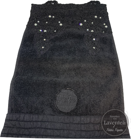 Arte Pura Froteinen pitsipyyhe Swarovski kristailleilla Nero