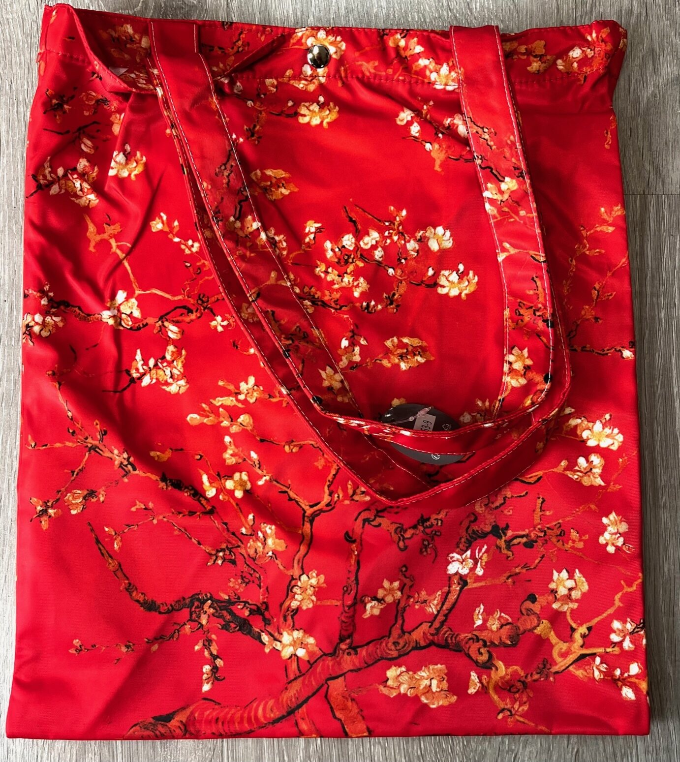 Ostoskassi taidekuvalla Van Gogh, punainen Almond Blossom