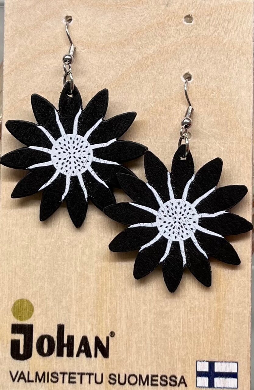 Johan puinen kukka korvakoru Negru