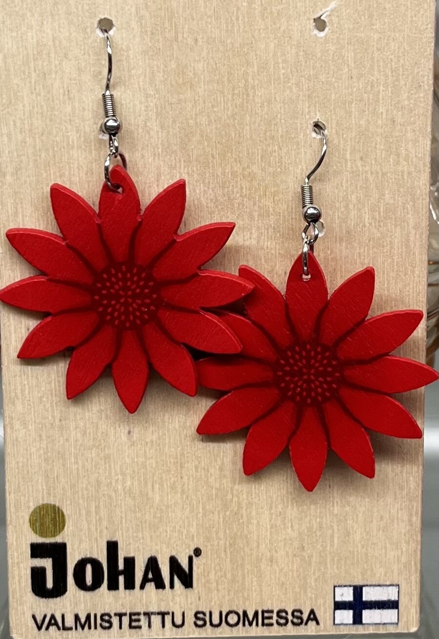 Johan puinen kukka korvakoru Roșu