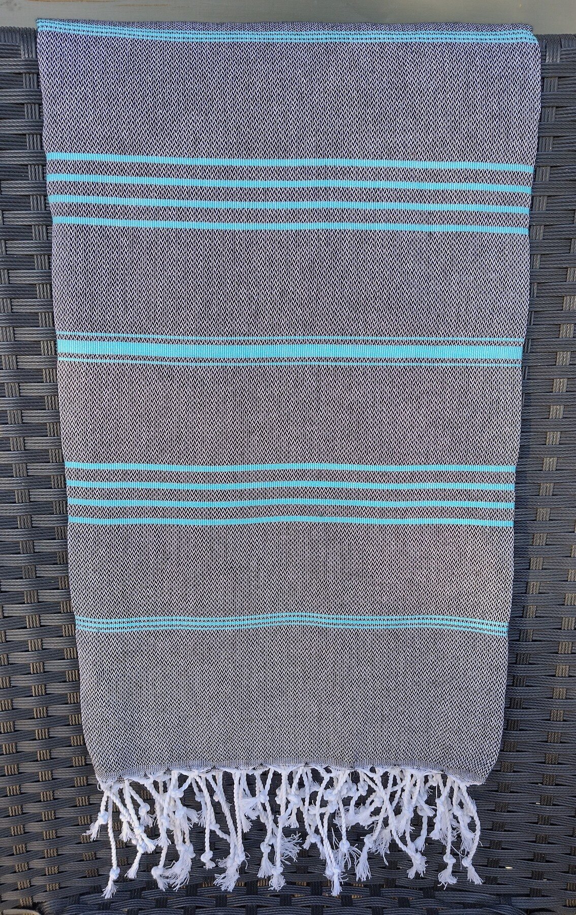 Musta Raidallinen hamam pyyhe Turkoosi