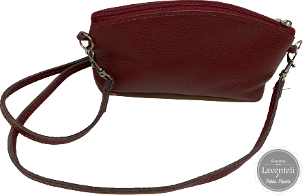 Nahkainen pieni laukku Tummanpunainen