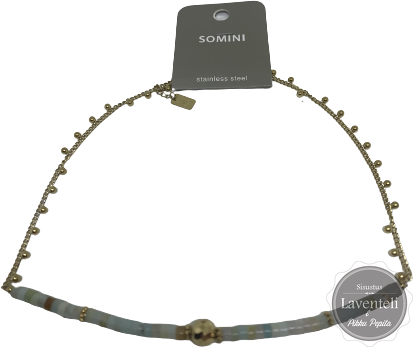 Kaulakoru ruostumatonta terästä vaaleilla kivillä Kaulakoru kivellä Somini 4