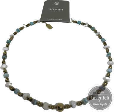 Kaulakoru ruostumatonta terästä vaaleilla kivillä Kaulakoru kivellä Somini 6