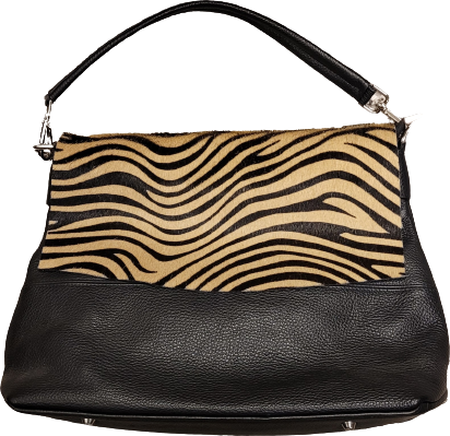 Pehmeä nahkainen käsilaukku Nero seepra