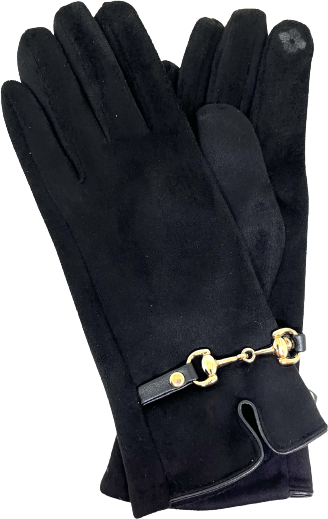 Finger gloves kullanvärisellä metallikoristeella Black