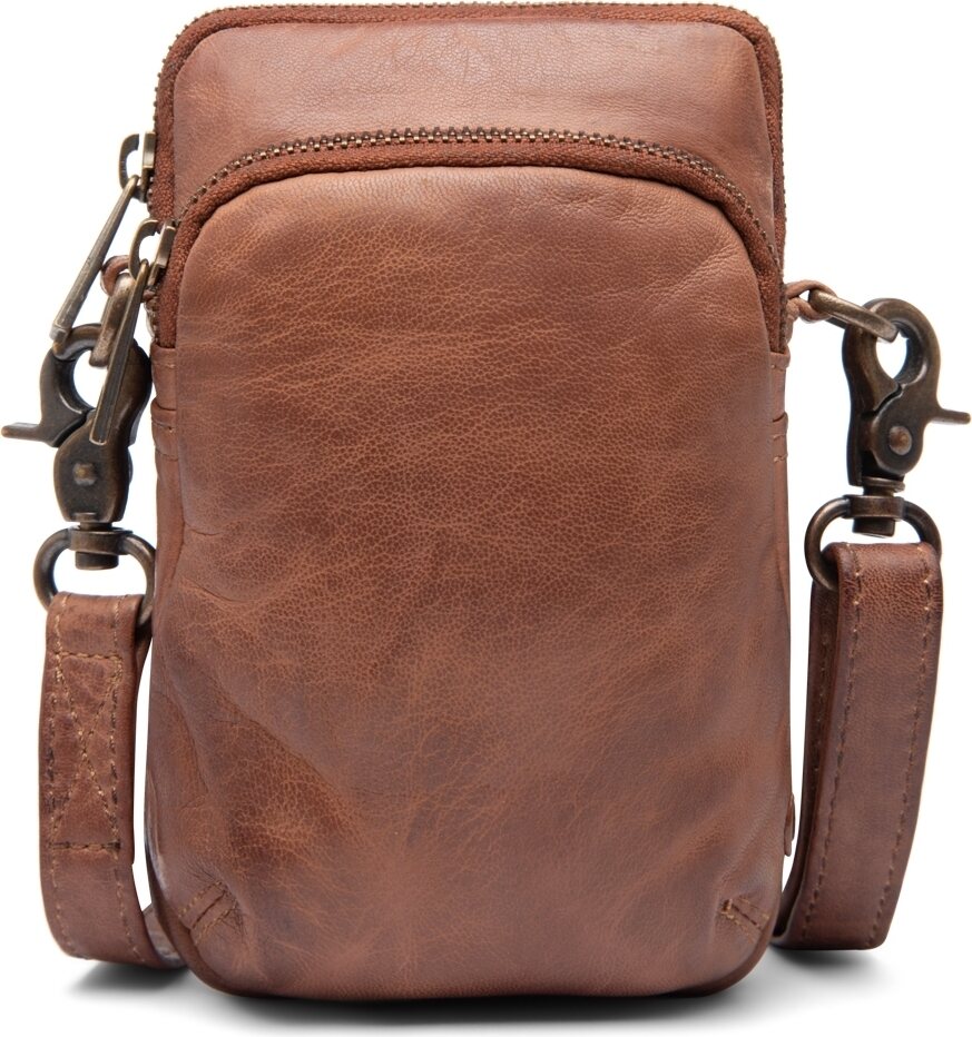 DEPECHE. Soft Leder mobile bag Nuss