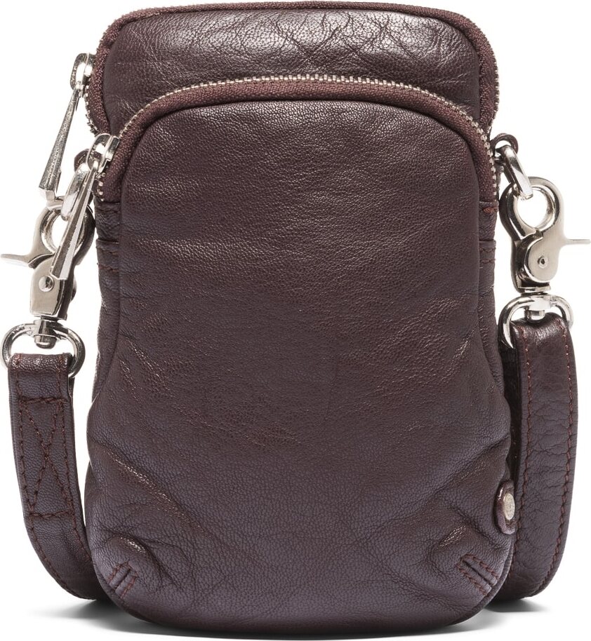 DEPECHE. Soft Leder mobile bag Dunkelbraun