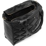 DEPECHE. Wave-patterned black leather bag