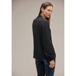 Street One 女性用 pitkähihainen 黒 paita, 紐 kauluksessa