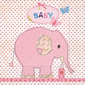 Sköna ting baby servetti vaaleanpunaisen norsun kuvalla