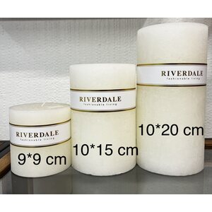 Riverdale Paksu valkoinen tuoksuton kynttilä, 9*9 cm