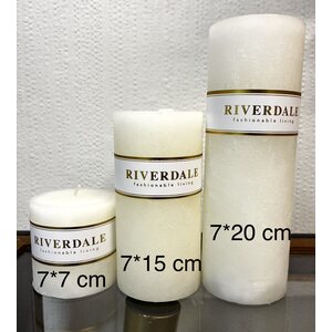 Riverdale Valkoinen korkea tuoksuton pilarikynttilä, 7*20 cm