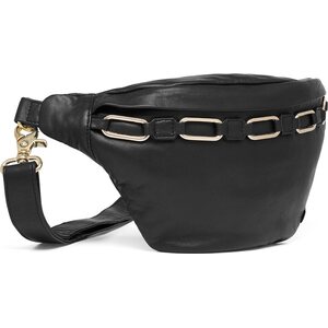 DEPECHE. musta nahkainen cross body "vyölaukku"