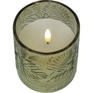 Svanefors Vaaleanvihreä Flamme Leaf led kynttilä lasissa, 10 cm