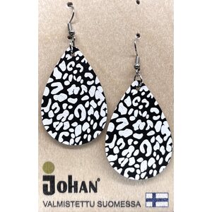 Johan puinen pisara korvakoru pantterikuviolla