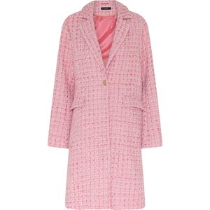 Soulmate vaaleanpunaruudullinen pitkä takki