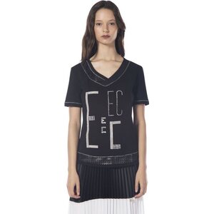 Elisa Cavaletti women's czarny t-paita kristallisomisteilla