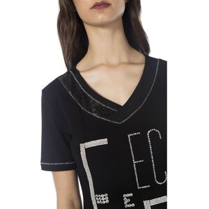 Elisa Cavaletti pour femmes noir t-paita kristallisomisteilla