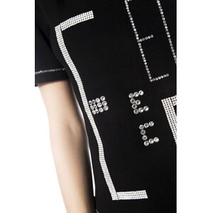 Elisa Cavaletti pour femmes noir t-paita kristallisomisteilla