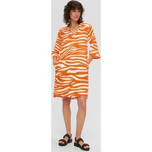 S. Oliver orange - weiß seeprakuvioinen pellavamekko