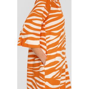 S. Oliver orange - weiß seeprakuvioinen pellavamekko
