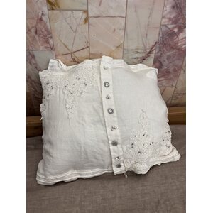 Arte Pura Big pellavanvärinen tyynynpäällinen swarovski kristalleilla ja koristenapeilla