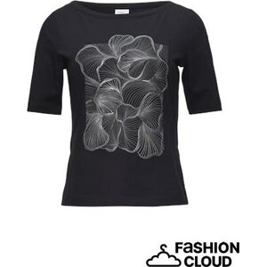 S. Oliver women's black t-paita, hopeanharmaa Pattern
