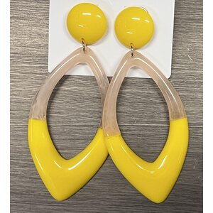 Soikea kaksivärinen muovinen korvakoru, kuusi väriä
