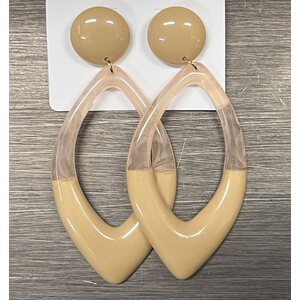 Soikea kaksivärinen muovinen korvakoru, kuusi väriä