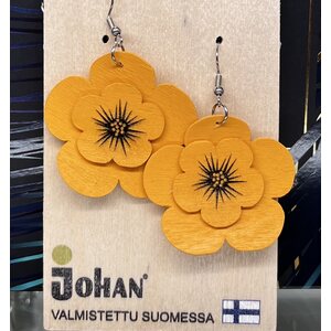Johan puinen kukka korvakoru, kolme väriä