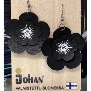 Johan puinen kukka korvakoru, kolme väriä