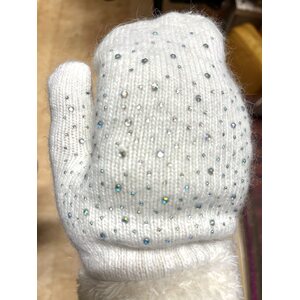 Valkoiset mittens timanteilla