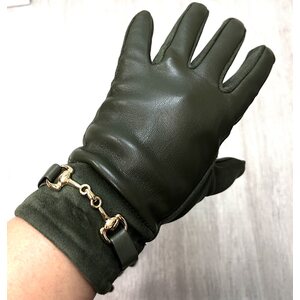 Yksiväriset finger gloves kullanvärisellä kuolain metallikoristeella
