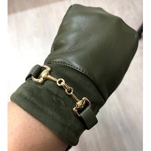 Yksiväriset finger gloves kullanvärisellä kuolain metallikoristeella