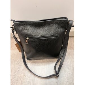 Black Medium käsilaukku hopeasoljella, nahkaa