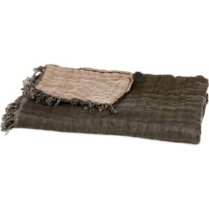 HAOMY Baya braun /beige puuvilla-pellava peitto, 130 * 200 cm