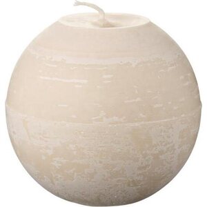 Ib Laursen rustiikkinen Round Tan-Off White Candle, 10 cm