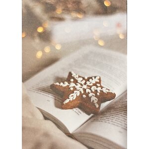 Sköna ting jouluinen postikortti, piparkakkulumihiutale