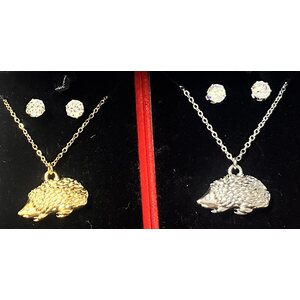 Kaulakoru ja Earrings set siili riipuksella