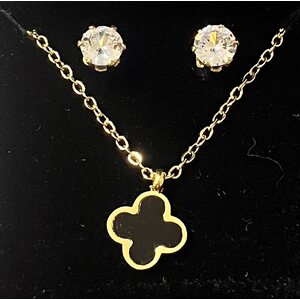 Kaulakoru kullanvärinen apila riipus and Earrings set